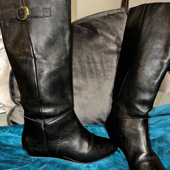 Steve Madden, genuine black Leather Knee-High Boots, size 7 women’s - Picture 2 of 6